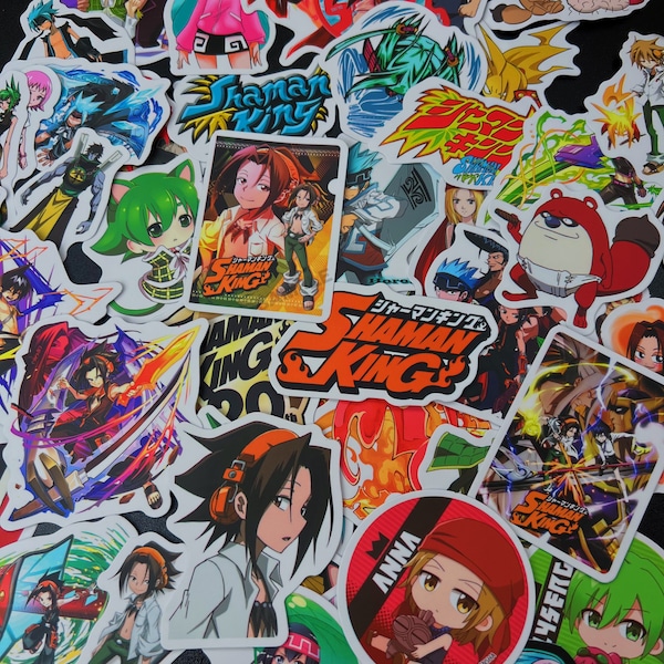 Shaman king stickers, 1-50 assorted Shaman king stickers, waterproof anime vinyl stickers, Anime stickers for water bottle and laptop