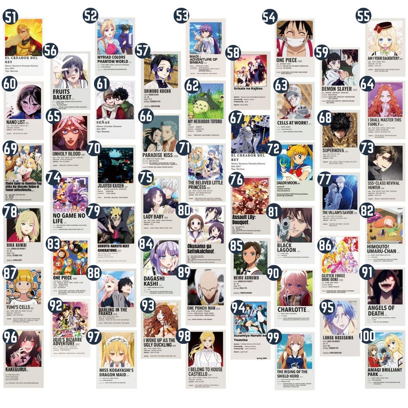 Anime Poster Stickers 51100 Anime Movie Poster Waterproof Etsy