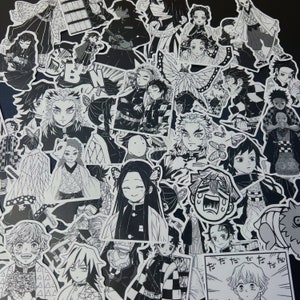 50 Black and White Anime Japanese Waterproof Stickers a Lot of