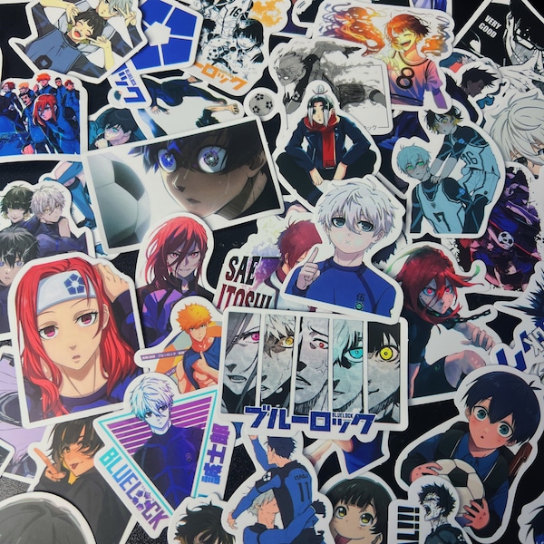 Anime stickers, 1-50 assorted Blue soccer anime stickers, waterproof anime vinyl stickers, anime soccer sticker, Anime water bottle sticker