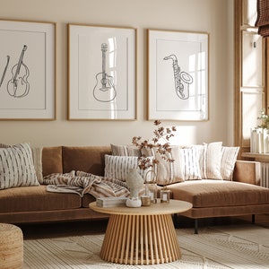 Set of 4, Instruments, Line Art Print, Piano, Saxophone, Guitar, Cello, Digital Art, Digital Wall Art, Home Decor, Poster Art, Line Drawing