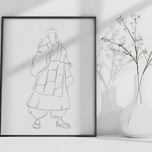 Minimalist Jujutsu Kaisen Line Art | Anime Digital Download | Itadori, Gojo, Nanami, Mahito, Geto | Anime Wall Art Decor | Black and White