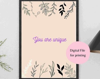 Positive Affirmation Self-Love Printable Wall Art - Quote Empowerment printable Gift Idea for Positive Mind and Self-Care