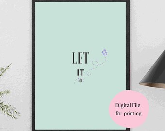Positive Quote Digital Download Printable Wall Art - Green Artwork with purple Bee for Gift Idea