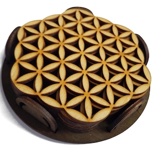 6 Coaster Holder Snapjoint with Flower of Life example - download dxf, svg, eps, ai, pdf