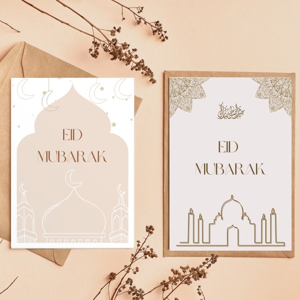 Eid Mubarak Digital Card Bundle | Digital Eid Cards | Eid Greeting Card | 2 Card Bundle | Digital Download | Digital Greeting Card