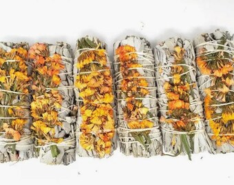 Orange Sinuata Flowers with White Sage