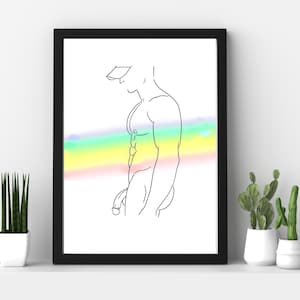 Abstract Male Body Art, muscular body art, male body line art, LGBT digital Art, Man body poster, naked male art, man figure wall art,
