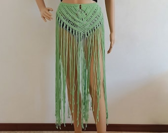 Handmade Macrame Cotton Fringe Skirt, Italian Design