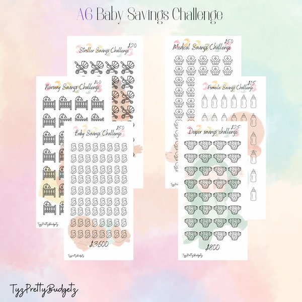 A6 Baby Savings Challenge | Savings Challenge | Printable Savings Challenge | Instant Download