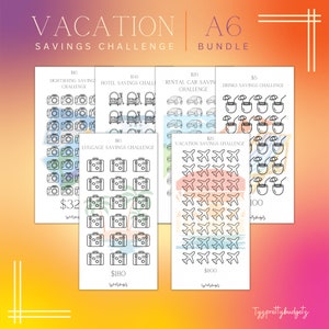 A6 Vacation Savings Challenge Bundle | Savings Challenge Printable | Savings | Instant Download