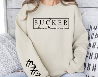 Valentines Love Sweatshirt with XOXO on sleeve, gifts for her, valentines gift, birthday gift, minimalist Love sweater, valentines sweater