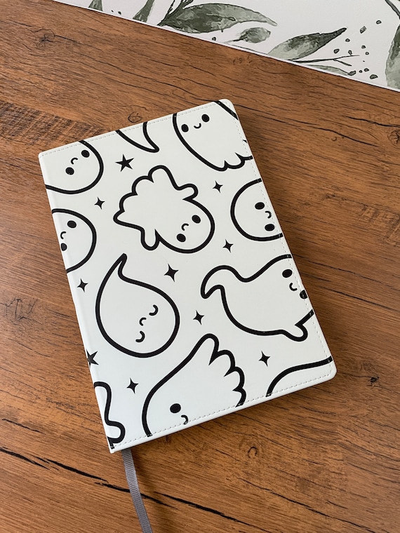 A5 Ghost Journal: Spooky Halloween Notebook, Faux Leather Cover