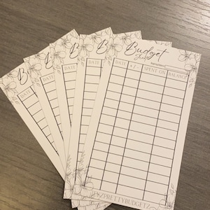 Feuilles budgétaires A7 | Encarts pour enveloppes de caisse | Feuilles de budget physique | Paquets de 10 | Suivi de budget | Feuillets budgétaires | Suivi des dépenses | Budget