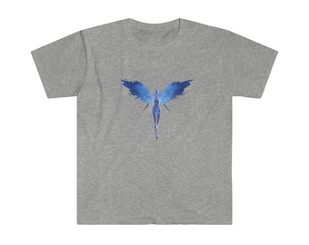 T-shirt unisexe Blue Female Angel Image avec plusieurs options de couleur