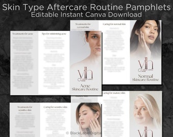 Skincare Routine Pamphlet Bundle, Editable Canva Template (Digital Download)