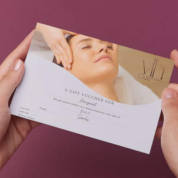 Beauty Salon Gift Voucher | Beige 01 , Editable Canva Beauty Salon Voucher card, Printable Spa Treatment Gift Card