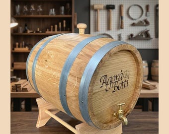 Barril de roble de 10 litros con grifo de latón y logotipo de Fire personalizado