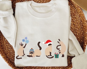 Christmas Siamese Cat Sweatshirt | Winter Holidays Siamese Cats Shirt, Siamese Cat Gift, Siamese Cats Crewneck, Siamese Cat Lover Gift