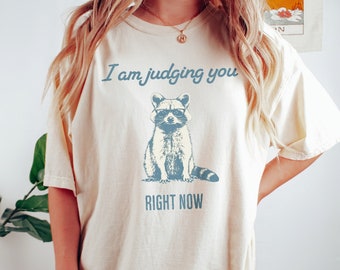 Vintage Judging Raccoon Shirt | Comfort Colors Raccoon Tshirt, Sarcastic Shirt, Weirdcore Tee, Silly Meme Shirt, Shirts That Go Hard