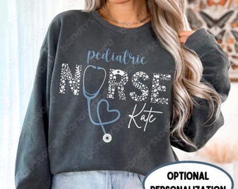 Personalized Pediatric Nurse Sweatshirt: Comfort Colors PEDS RN Crewneck