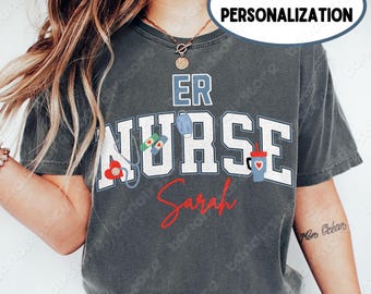 Personalized ER Nurse T-Shirt: Comfort Colors Emergency RN Gift