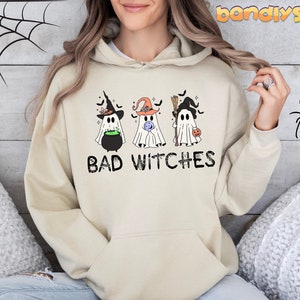 Ghost Bad Witches Hoodie | Funny Halloween Hoodie, Pumpkin Patch Outfit, Trick Or Treat Hoodie, Witchy Hoodie, Wicked Hoodie