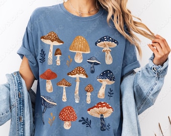 Vintage Mushrooms T-Shirt: Comfort Colors Cottagecore T-Shirt