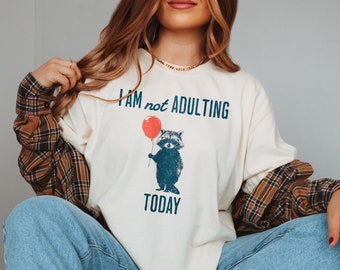 Funny Not Adulting Raccoon Shirt | Vintage Comfort Colors Raccoon Tshirt, Mental Health Shirt, Retro 90s Tee, Shirts That Go Hard, Meme Tee