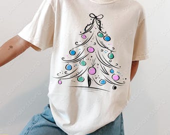 Coquette Christmas Tree T-Shirt: Comfort Colors Cute Merry And Bright Holiday Tee