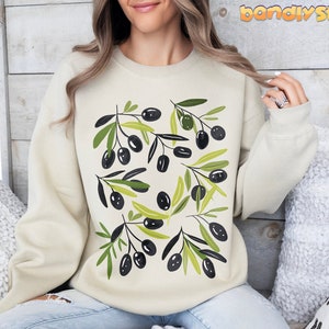 Olives Sweatshirt | Summer Olives Sweater, Cottagecore Fruit Sweatshirt, Olive Tree Sweatshirt, Botanical Garden Sweatshirt, Gift For Her