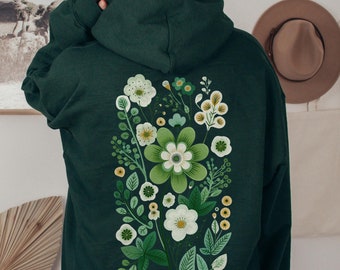 Scandinavian Art Wildflowers Back Print Hoodie |  Wildflower Hoodie, Floral Hoodie, Botanical Hoodie, Folk Art Hoodie, Back Design Hoodie