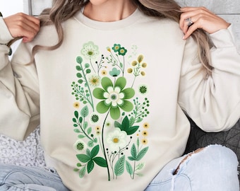 Scandinavian Art Wildflowers Sweatshirt | Wildflowers Sweater, Scandinavian Sweatshirt, Floral Folklore Sweatshirt, Nordic Folk Art Crewneck