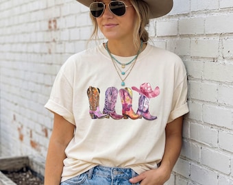 Pink Cowgirl Boots T-Shirt: Comfort Colors Western Graphic Tee For Country Concerts And Rodeos