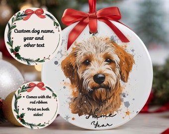 Goldendoodle Christmas Ornament | Custom Name Goldendoodle Holiday Ornament, Personalized Goldendoodle Owner Gift, Dog Name Ornament
