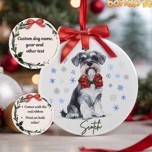Personalized Schnauzer Christmas Ornament | Custom Name Schnauzer Holiday Ornament, Schnauzer Owner Gift, Dog Name Ornament, Schnauzer Gifts