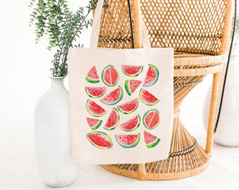 Watermelon Tote Bag: Cottagecore Summer Fruit Canvas Tote