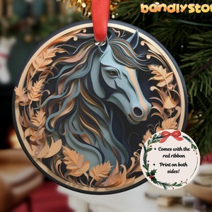Horse Christmas Ornament | Acrylic 3D Paper Art Style Horse Ornament, Horse Themed Gifts, Equestrian Ornament, Horse Christmas Gift