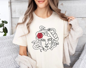 Medusa Shirt | Medusa Head T-Shirt, Mythology Shirt, Snake Head Shirt, Greek Mythology, Line Art Shirt, Medusa Art, Medusa Gorgona Shirt
