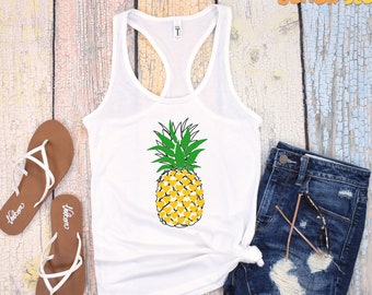 Pineapple Racerback Tank Top | Pineapple Tank Top, Summer Tank Top, Beach Tank Top, Tropical Vacation Tank Top, Pineapple Lover Gift