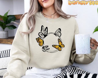 Monarch Butterfly Sweatshirt | Cottagecore Sweatshirt, Spring Butterfly Sweater, Butterfly Crewneck, Gift For Her, Butterfly Lover Shirt