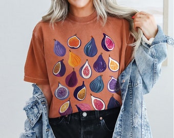 Boho Fig T-Shirt: Comfort Colors Vintage Fruit Graphic Tee