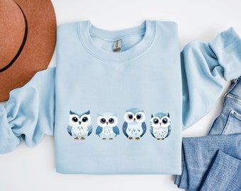 Cute Snow Owl Sweatshirt | Owl Sweatshirt, Owl Sweater, Owl Lover Gift, Owl Pullover, Owl Crewneck, Owl Christmas Gift, Unisex Sweatshirt