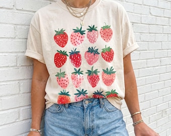 Strawberry T-Shirt: Comfort Colors Cottagecore Summer Berries Tee