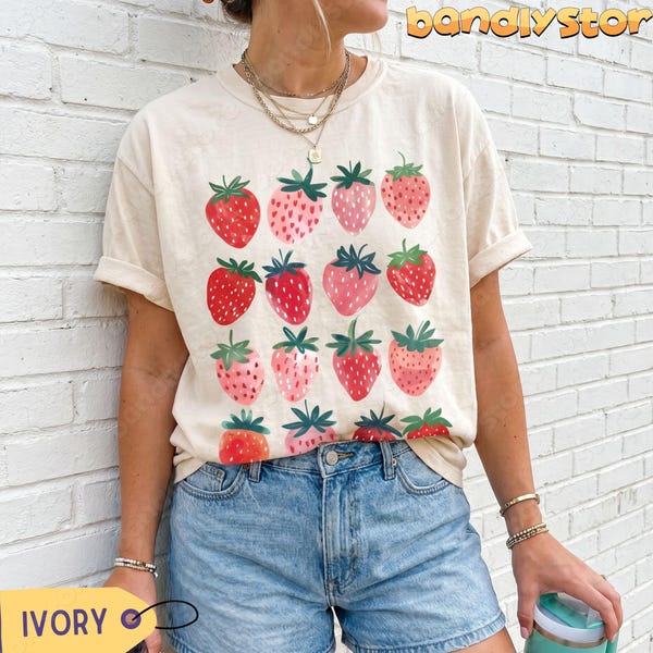 Strawberry T-Shirt: Comfort Colors Cottagecore Summer Berries Tee