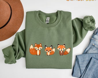 Cute Fox Sweatshirt | Fox Crewneck, Fox Sweater, Cute Animal Sweatshirt, Fox Lover Gift, Fox Christmas Gift, Wildlife Sweatshirt