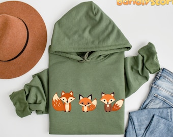 Cute Foxes Hoodie | Fox Hoodie, Fox Sweater, Cute Animal Hoodie, Fox Sweatshirt, Fox Christmas Gift, Wildlife Hoodie, Gifts For Fox Lovers