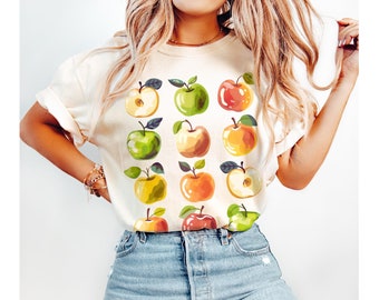 Cute Apples Tshirt | Comfort Colors Summer Apples Shirt, Cottagecore Fruit Tshirt, Cute Teacher Shirt, Botanical Garden Tshirt, Gift For Her