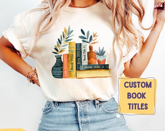 Custom Book Titles T-Shirt: Comfort Colors Tee For Book Lovers and Booktroverts