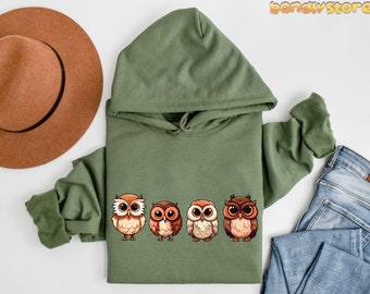 Cute Owl Hoodie | Owl Sweatshirt Bird Hoodie Owl Sweater Owl Lover Gift Owl Hooded Sweatshirt Nature Animal Unisex Hoodie Pullover